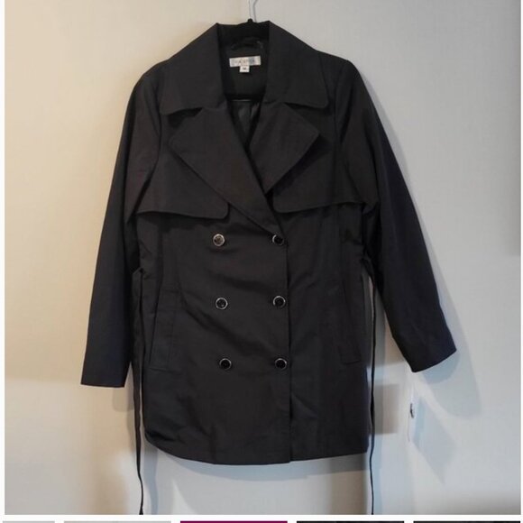 Via Spiga Black Belted Trench Coat in Medium - Picture 4 of 6